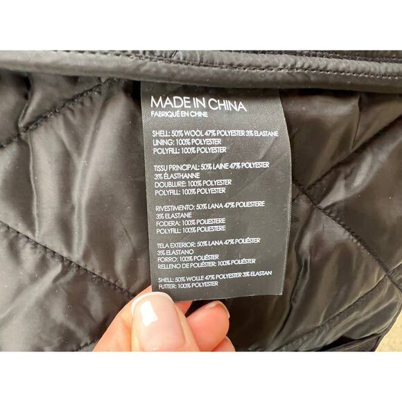 Club Monaco Navy Blue Long Sleeve Wool-Blend Button-Up Quilted Jacket Unisex XS - Picture 6 of 8